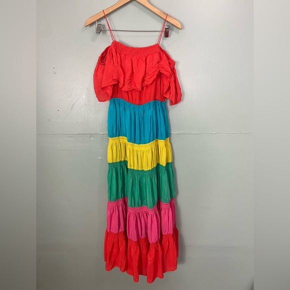Alice + Olivia Dresses & Skirts - Alice + Olivia Kia Maxi Dress‎ Rainbow Tiered Size 2